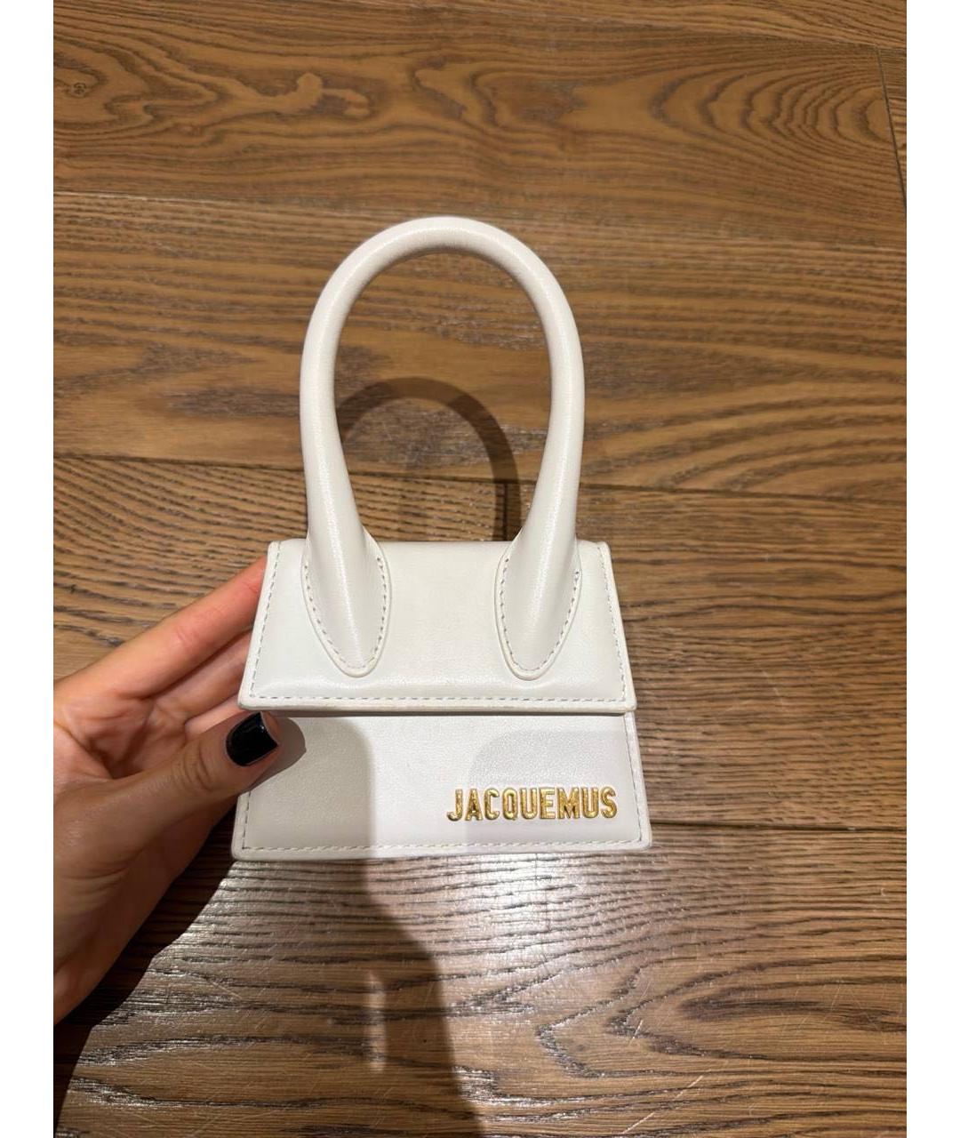 JACQUEMUS Белая кожаная сумка с короткими ручками, фото 4
