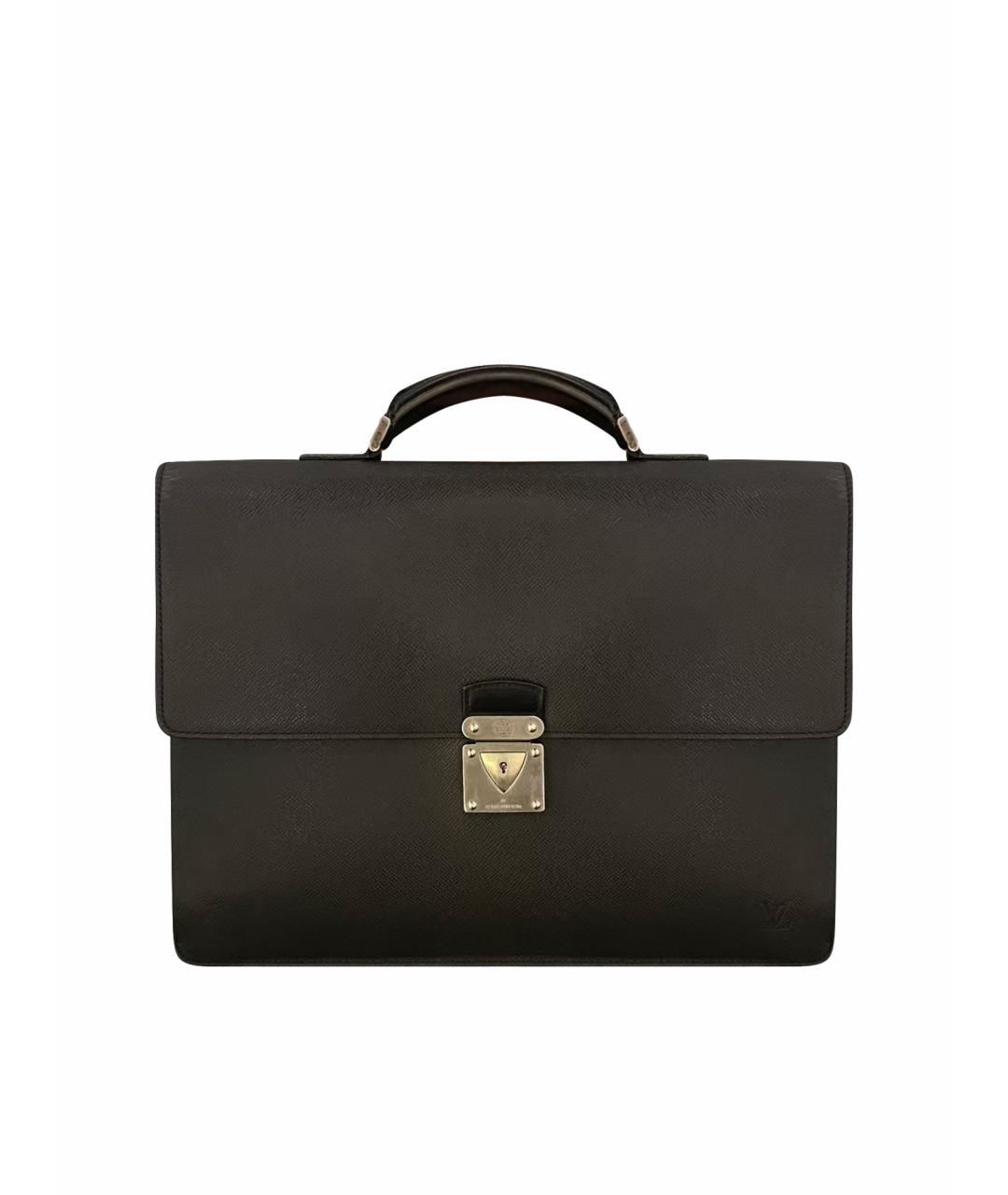 LOUIS VUITTON Черная кожаная сумка с короткими ручками, фото 1