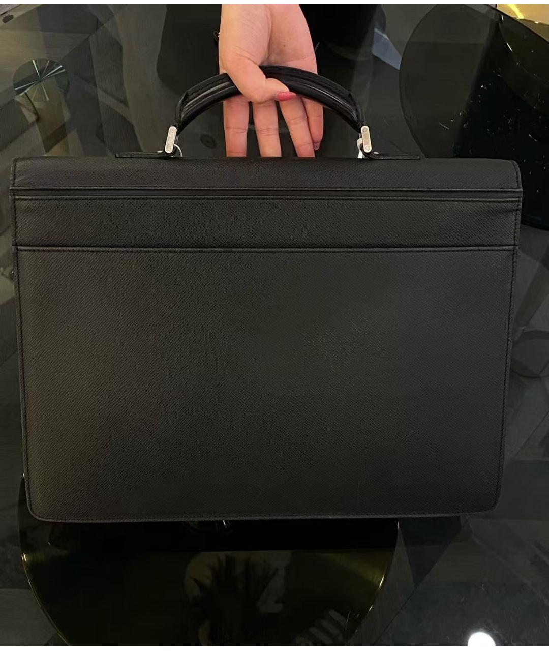 LOUIS VUITTON Черная кожаная сумка с короткими ручками, фото 2