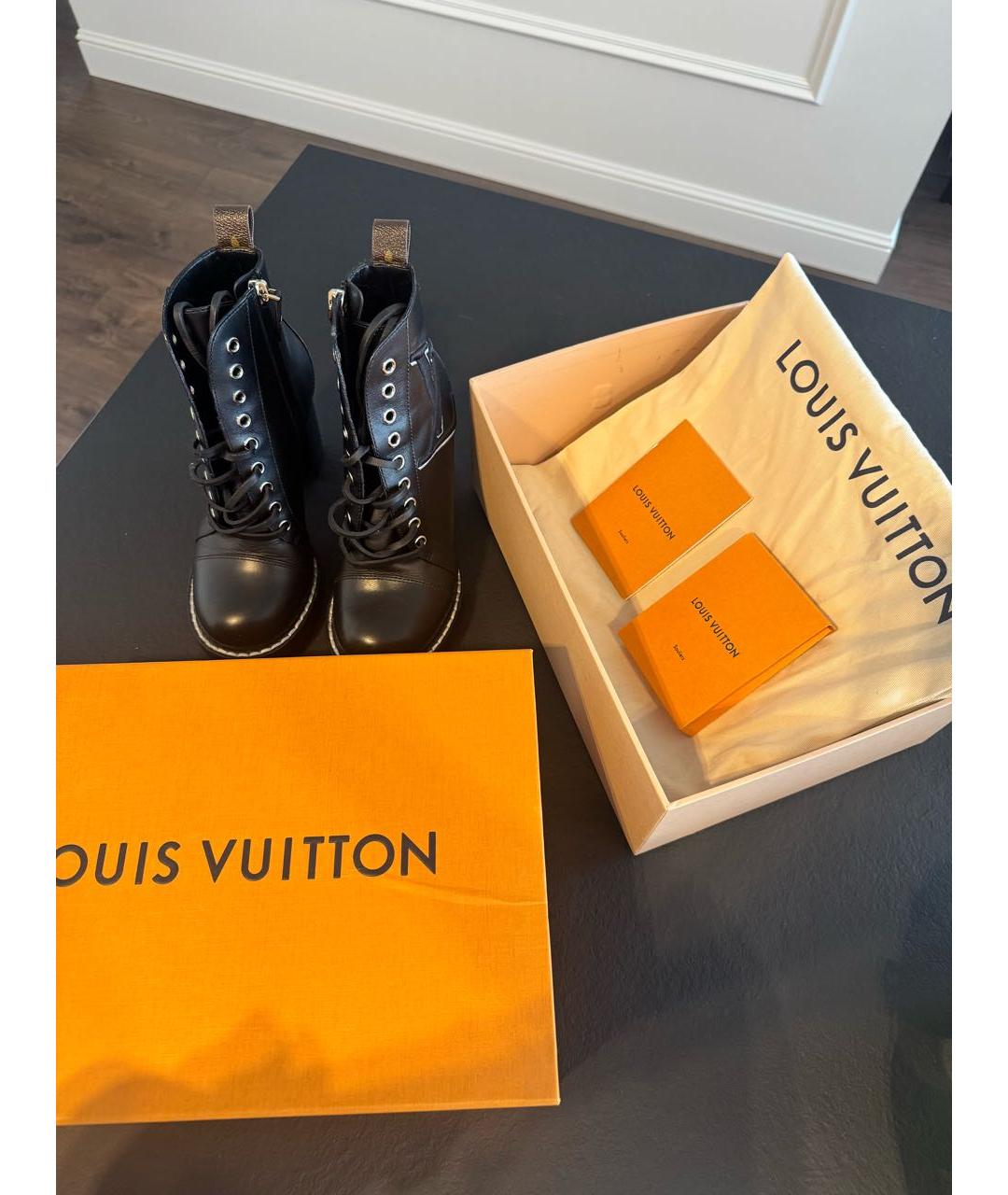 LOUIS VUITTON Черные кожаные ботильоны, фото 5