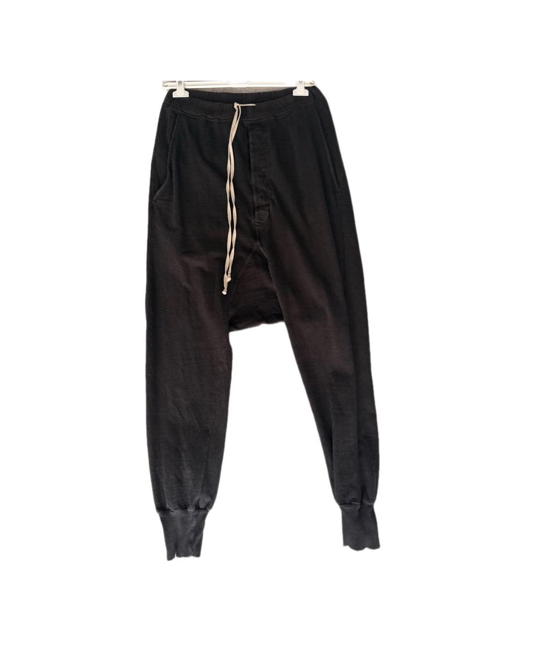 RICK OWENS Черные хлопковые повседневные брюки, фото 3