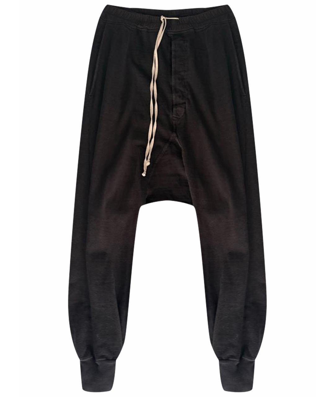RICK OWENS Черные хлопковые повседневные брюки, фото 1