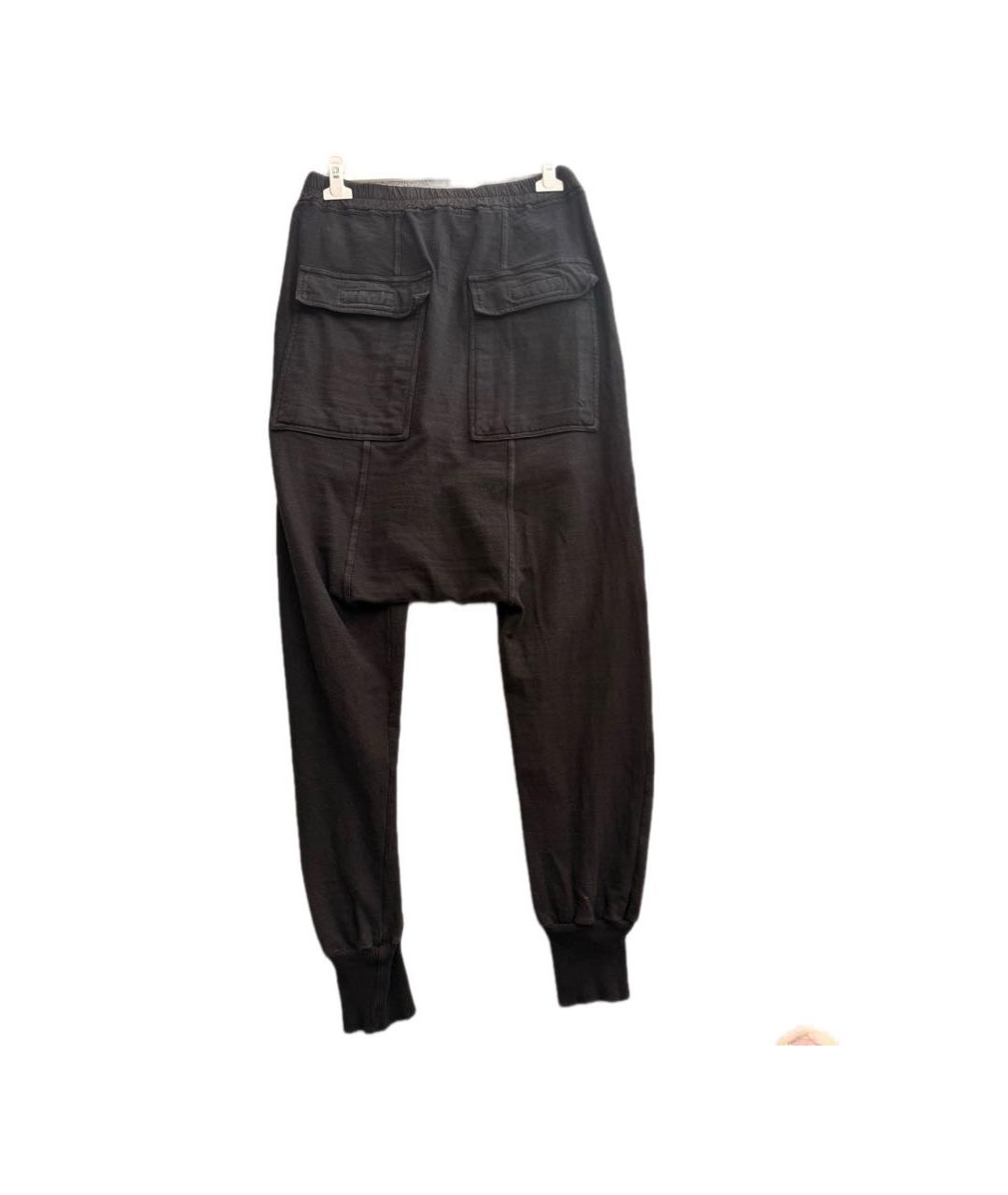 RICK OWENS Черные хлопковые повседневные брюки, фото 2