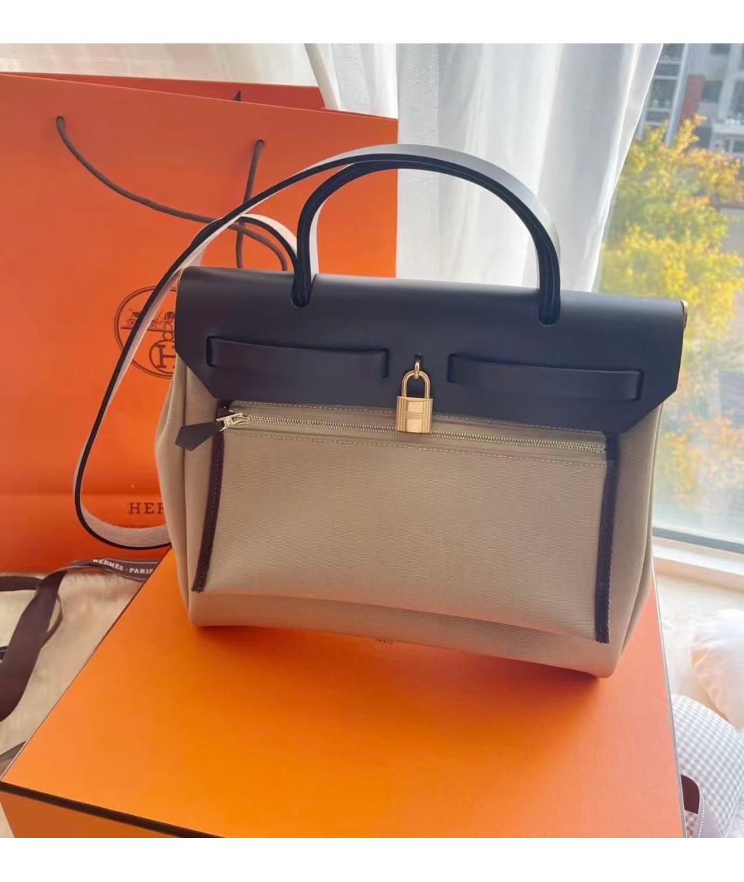 HERMES Коричневая тканевая сумка через плечо, фото 2