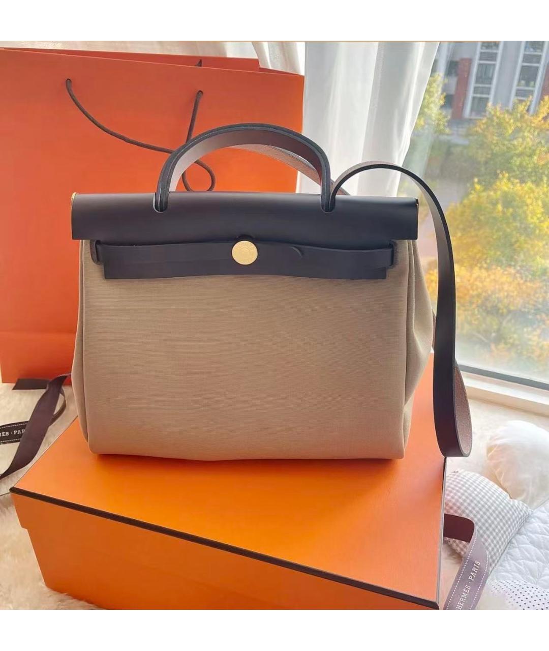 HERMES Коричневая тканевая сумка через плечо, фото 3