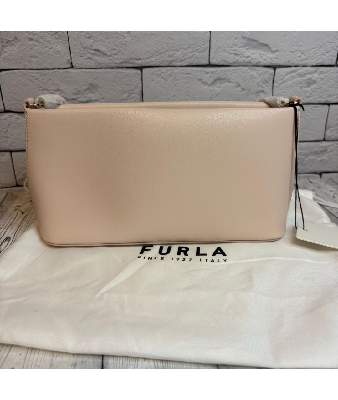 FURLA Бежевая кожаная сумка через плечо, фото 2