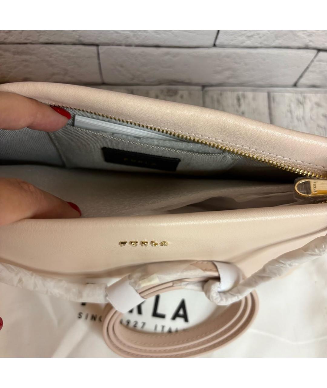 FURLA Бежевая кожаная сумка через плечо, фото 3