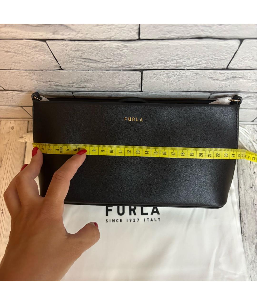 FURLA Черная кожаная сумка через плечо, фото 6