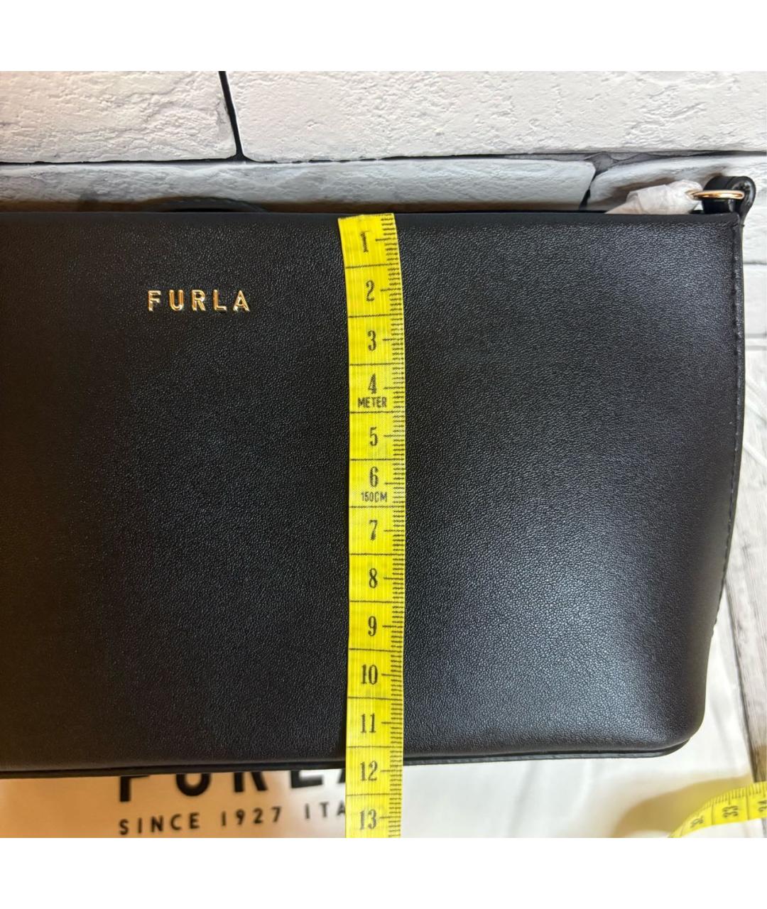 FURLA Черная кожаная сумка через плечо, фото 7