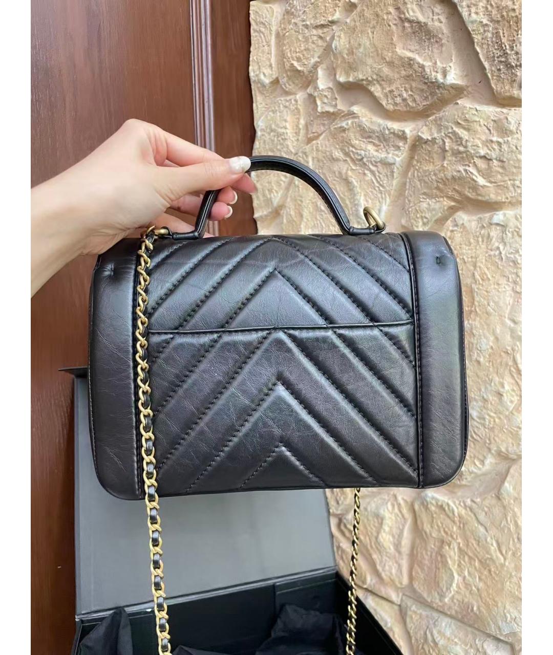 CHANEL Черная кожаная сумка через плечо, фото 4