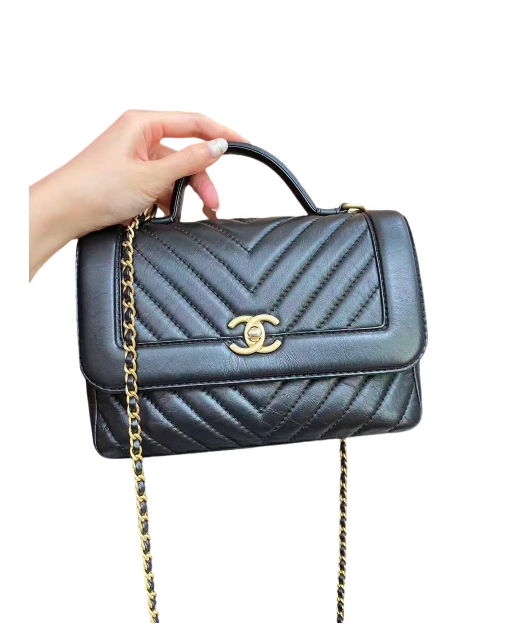 CHANEL Черная кожаная сумка через плечо, фото 6