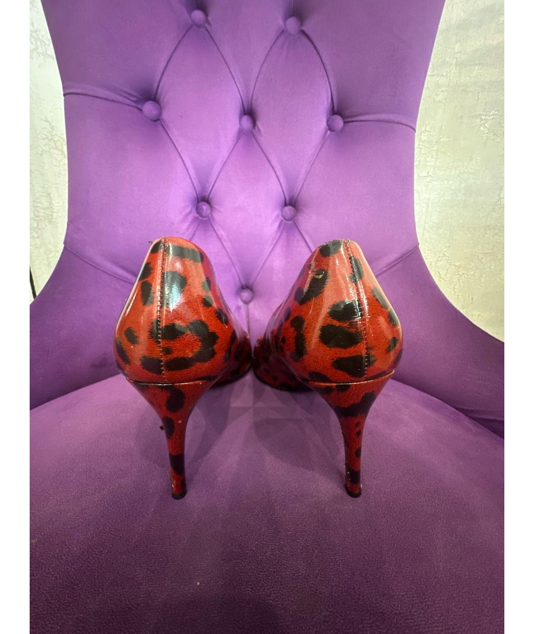 DOLCE&GABBANA Бордовые кожаные туфли, фото 4
