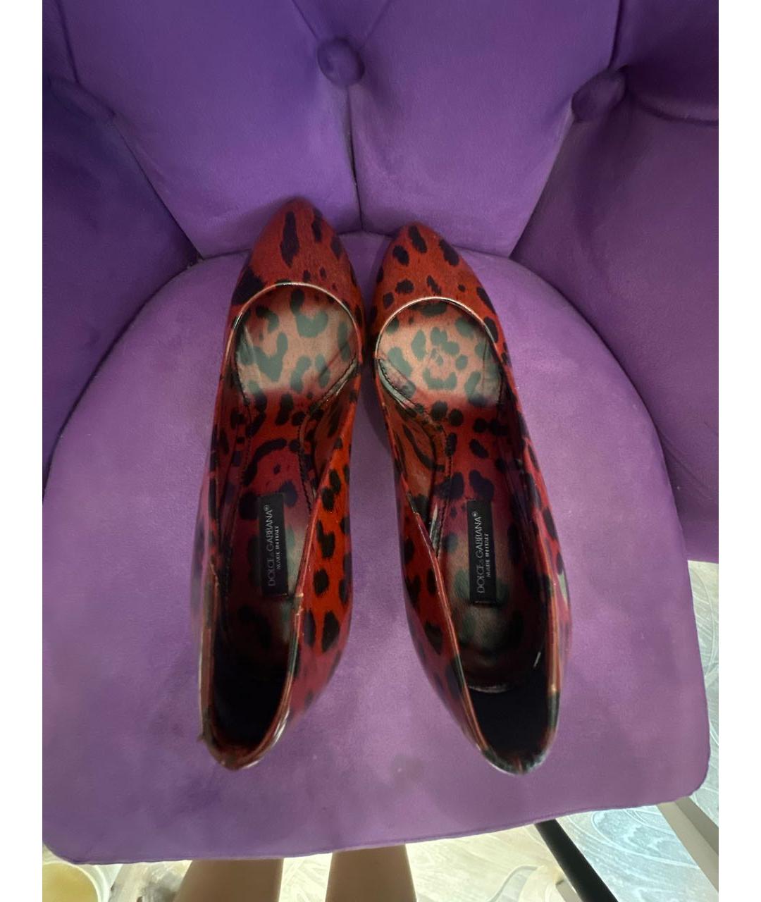 DOLCE&GABBANA Бордовые кожаные туфли, фото 3