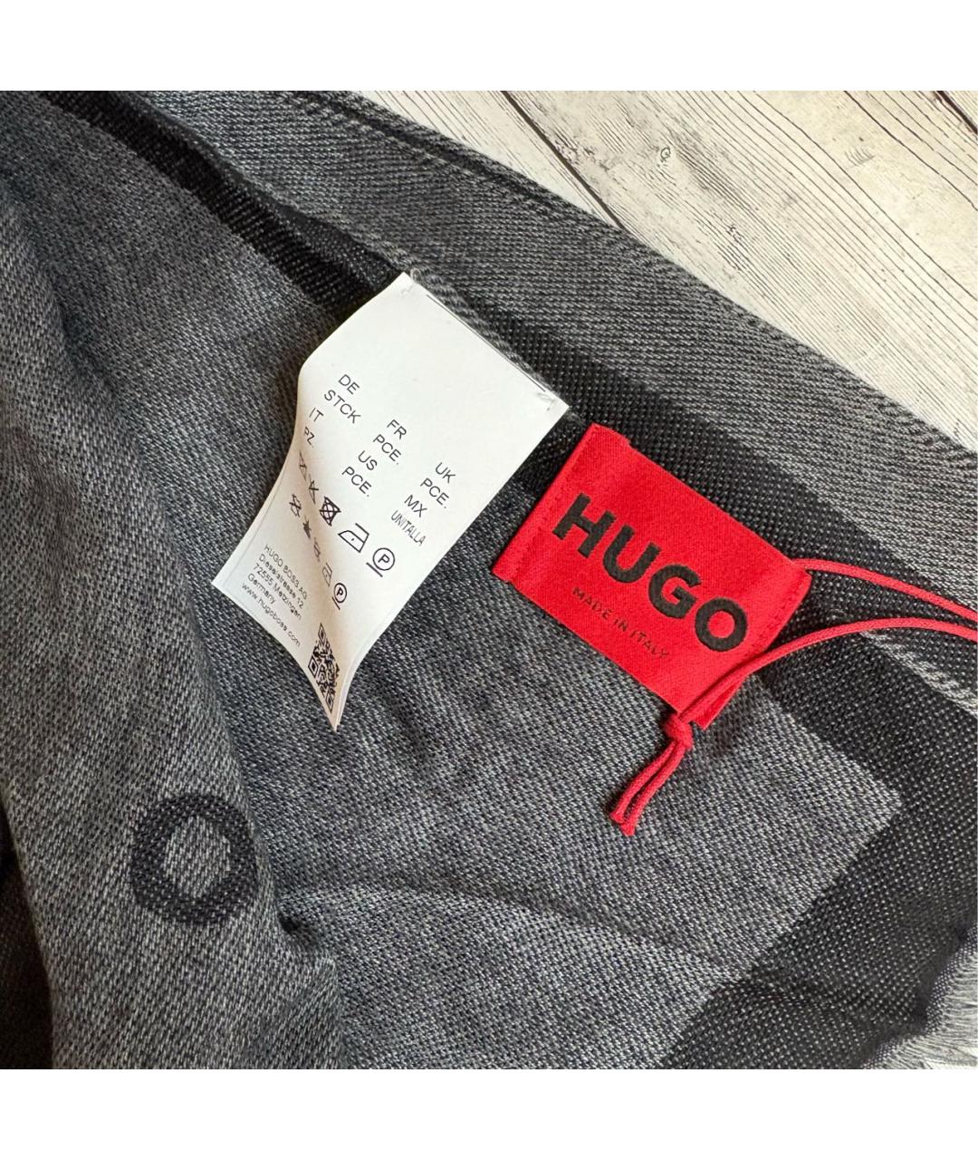 HUGO Черный шарф, фото 2