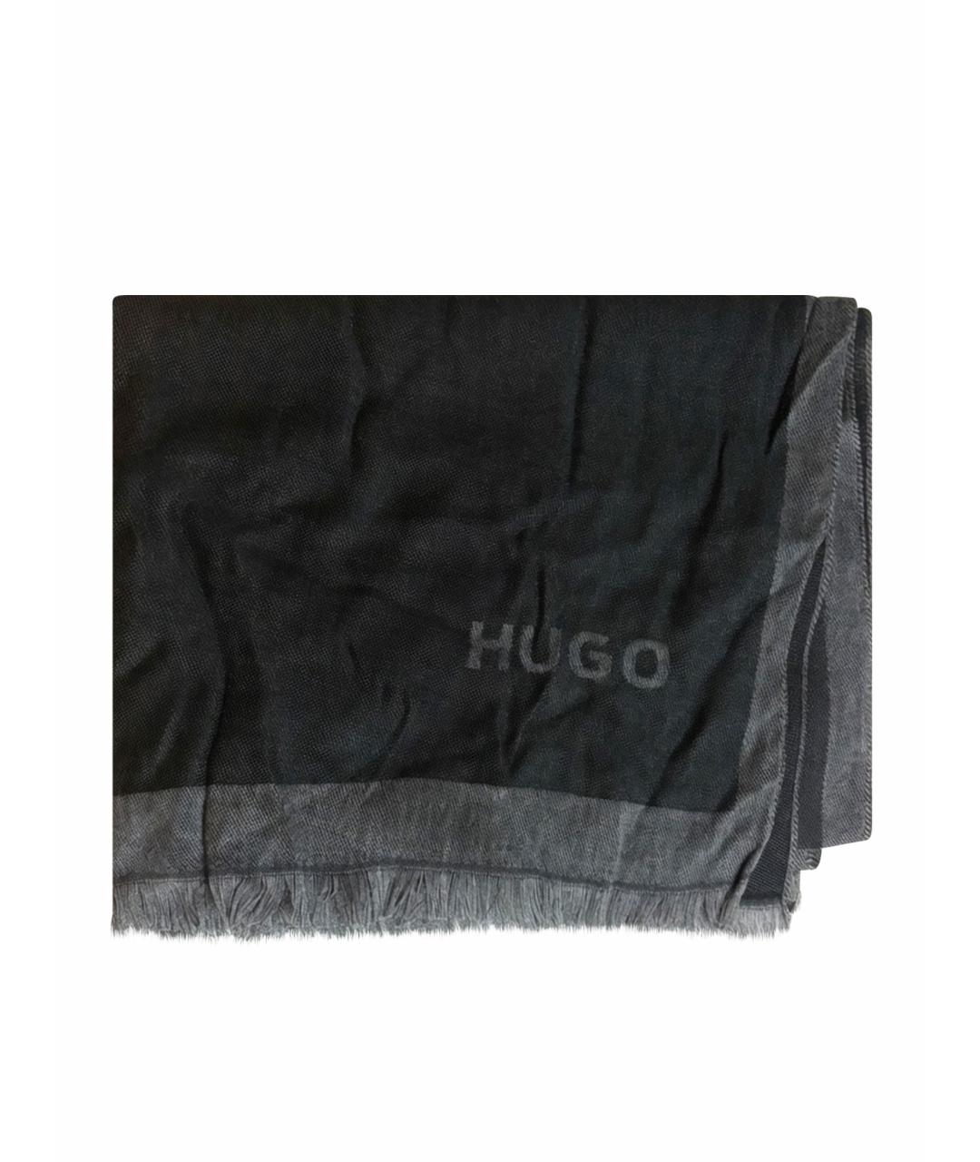 HUGO Черный шарф, фото 1