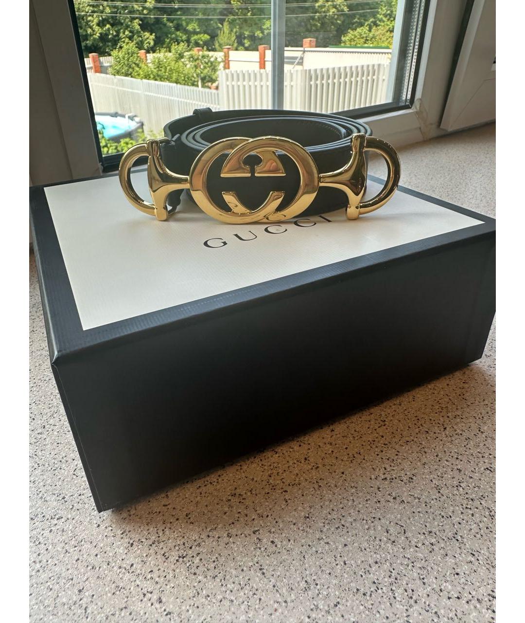 GUCCI Черный кожаный ремень, фото 4