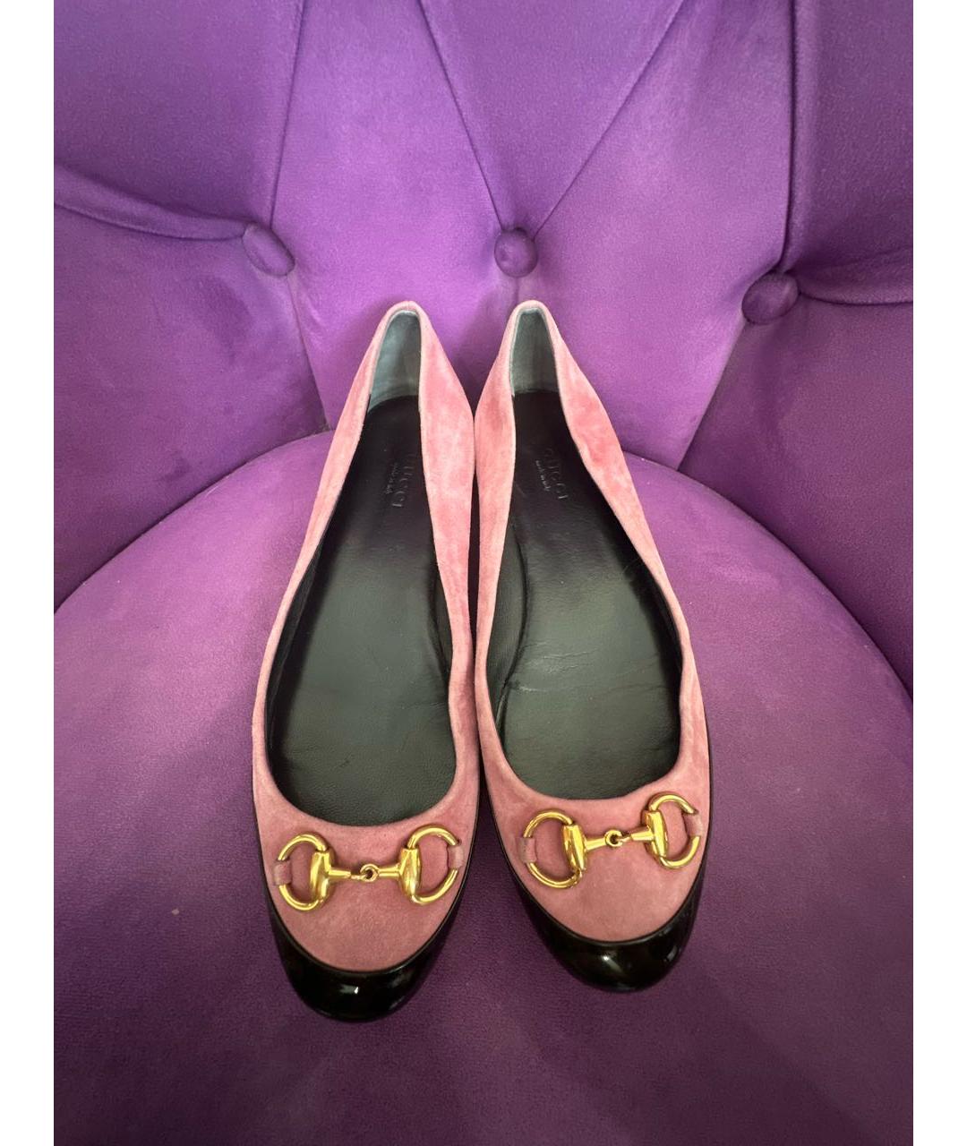 GUCCI Розовые замшевые балетки, фото 3