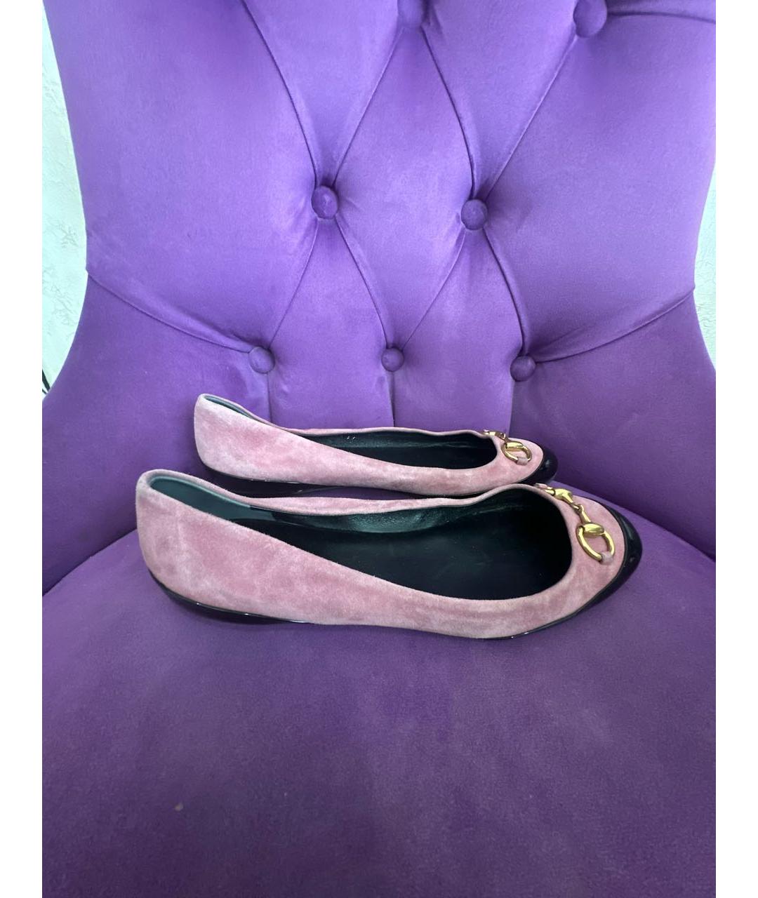 GUCCI Розовые замшевые балетки, фото 2