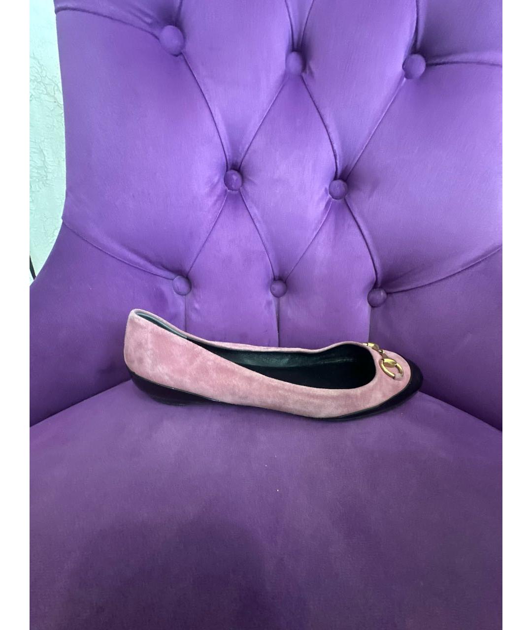 GUCCI Розовые замшевые балетки, фото 6