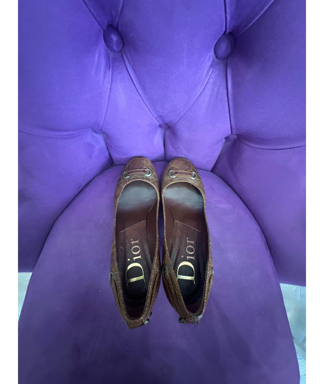 CHRISTIAN DIOR Коричневые кожаные туфли, фото 3