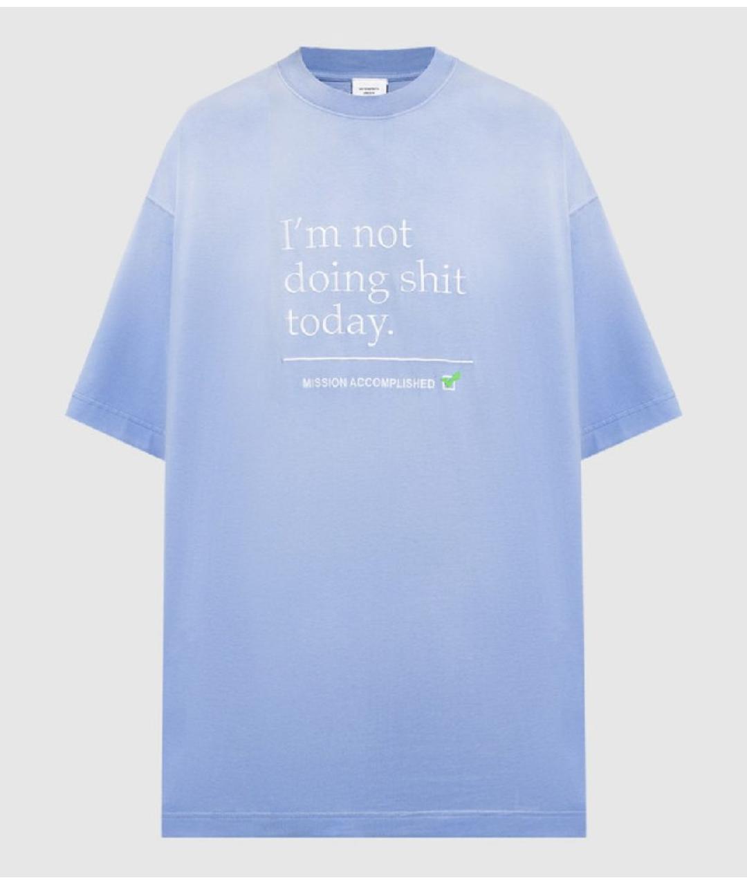 VETEMENTS Голубая хлопковая футболка, фото 7