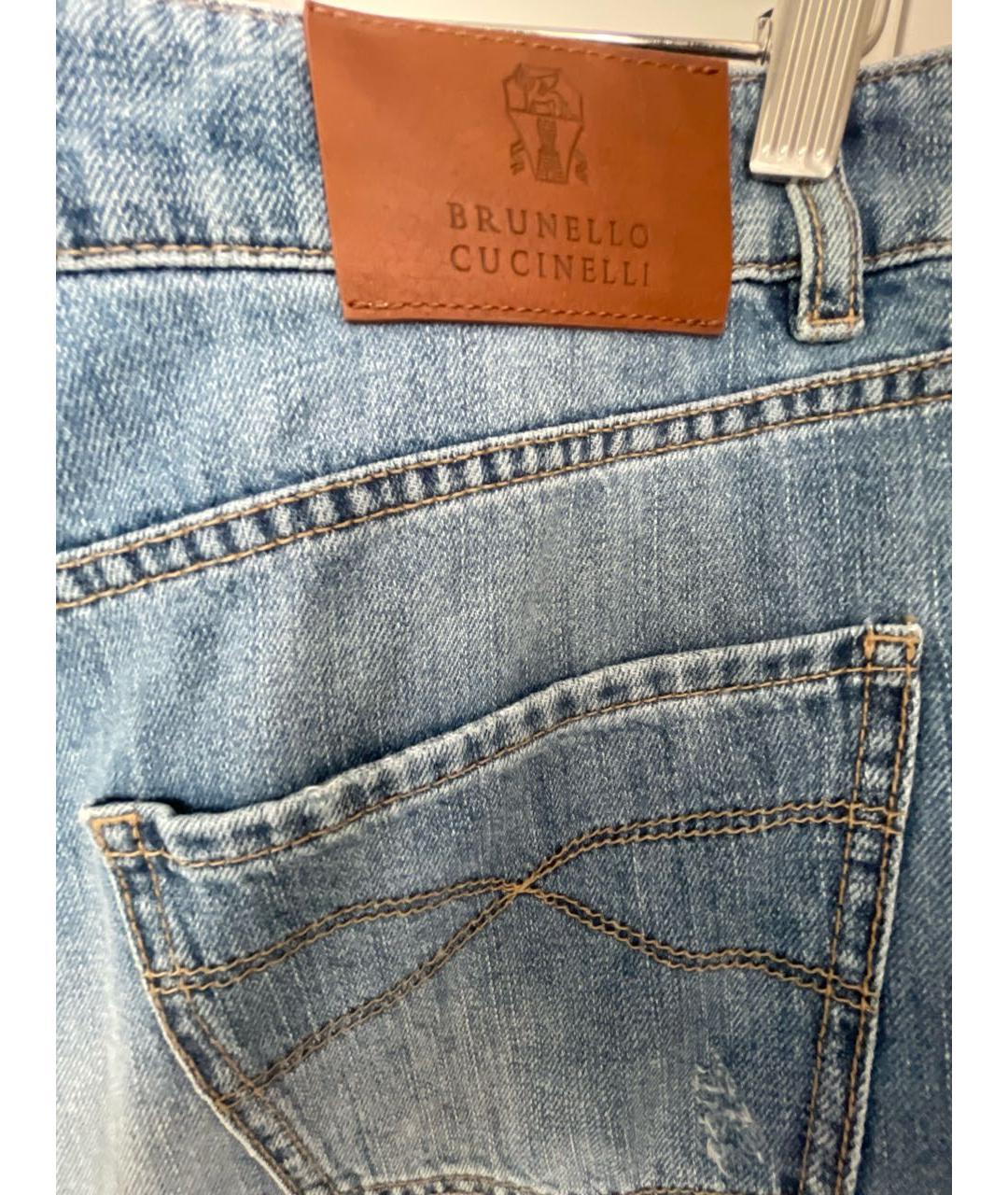 BRUNELLO CUCINELLI Голубые хлопковые джинсы скинни, фото 6