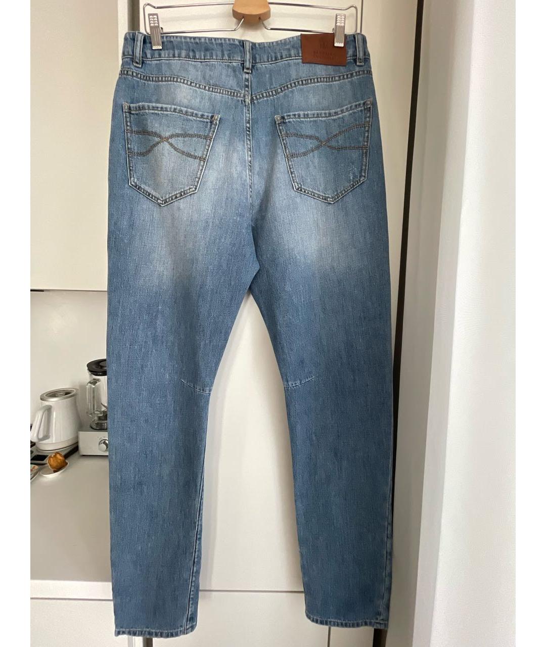 BRUNELLO CUCINELLI Голубые хлопковые джинсы скинни, фото 2