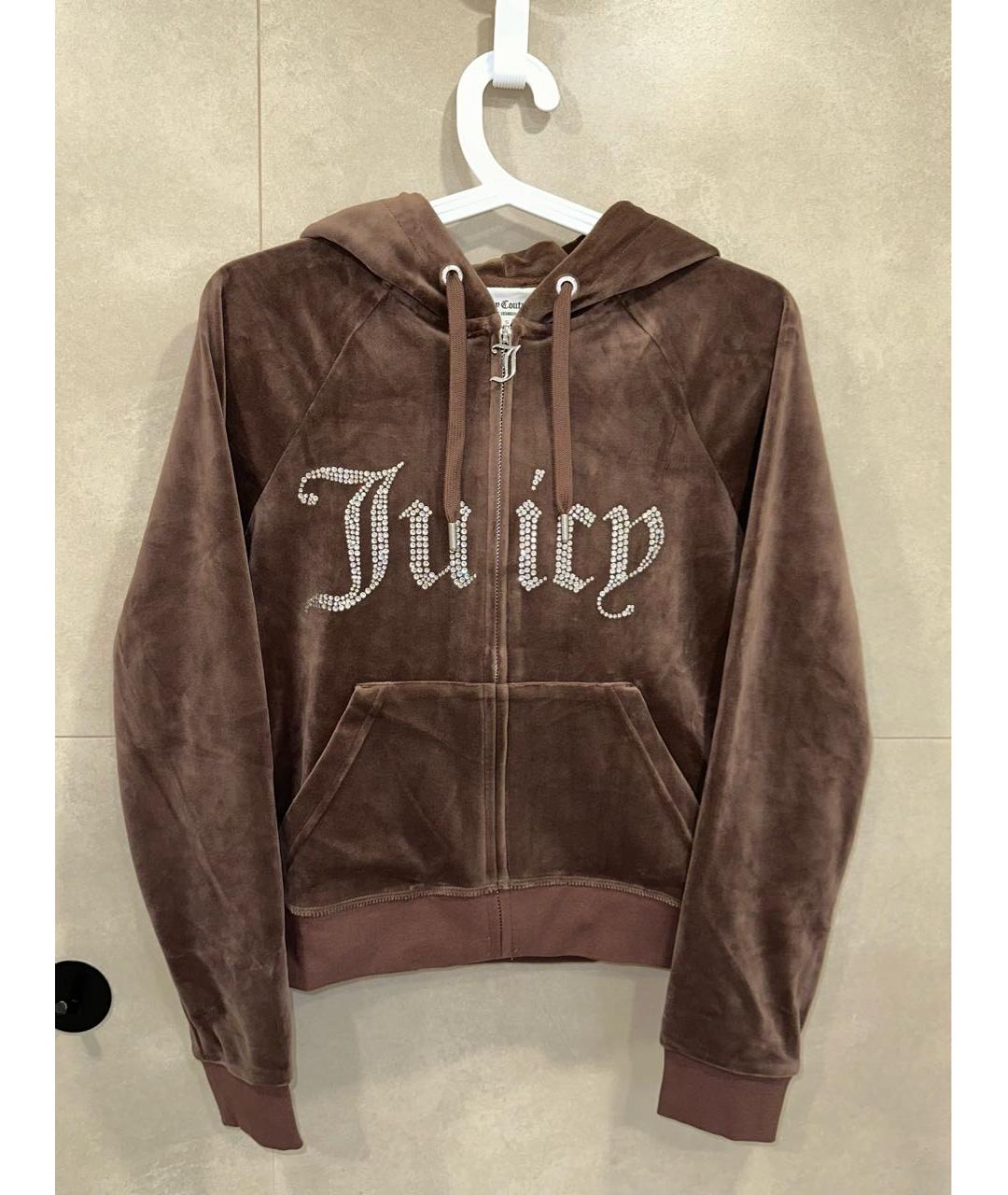 JUICY COUTURE Коричневый велюровый костюм с брюками, фото 2