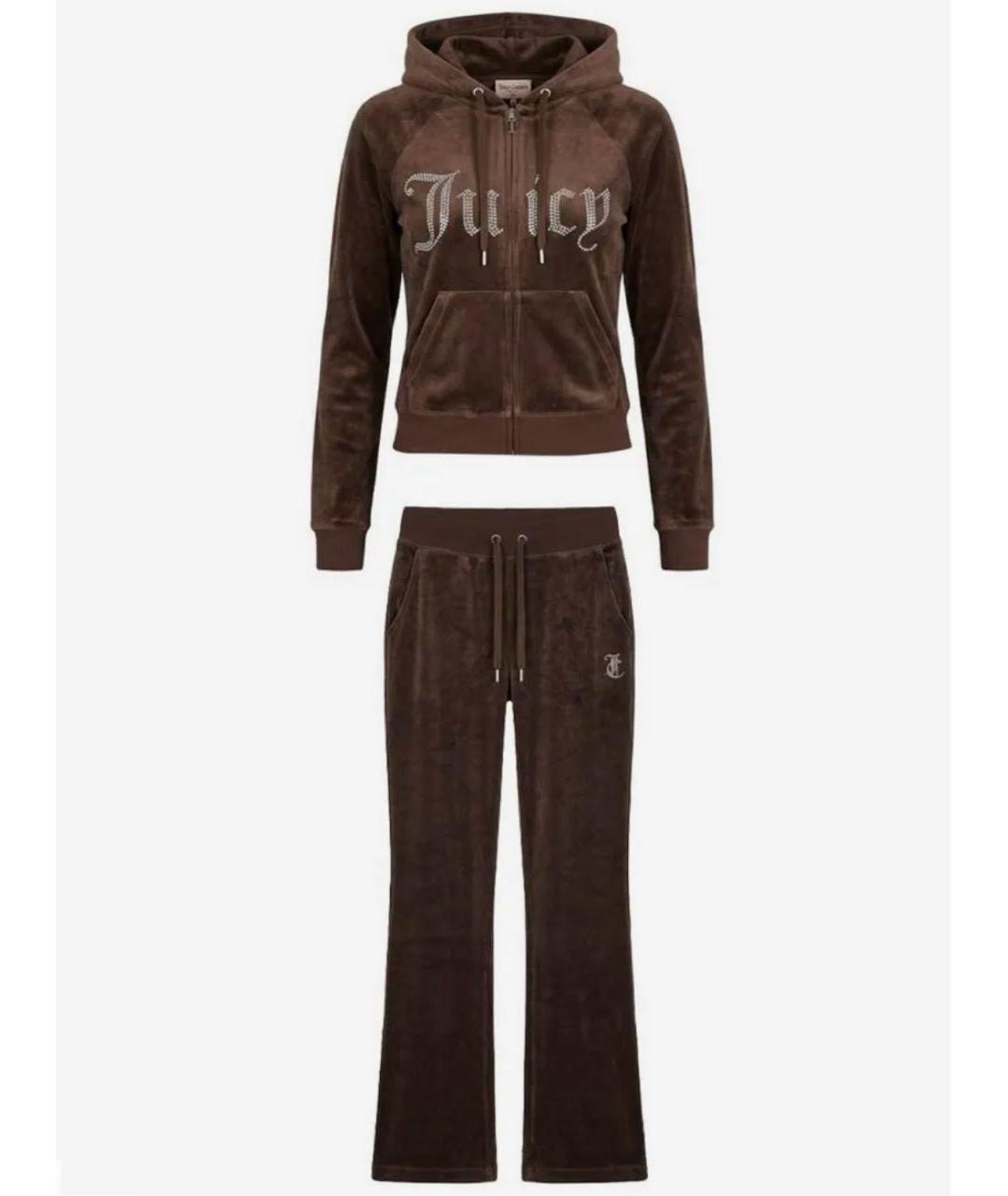 JUICY COUTURE Коричневый велюровый костюм с брюками, фото 8