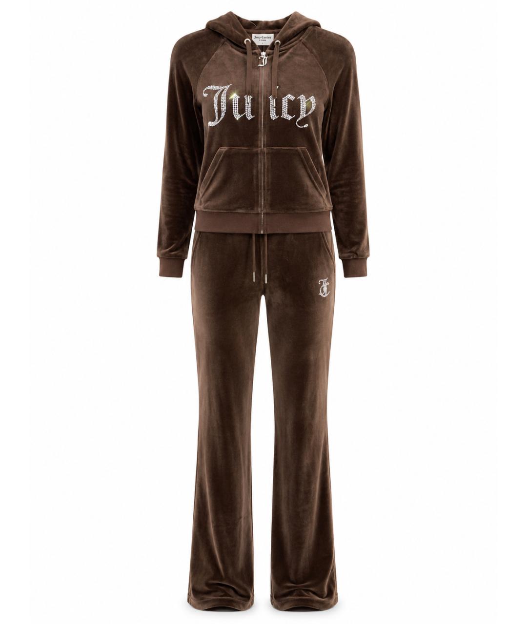 JUICY COUTURE Коричневый велюровый костюм с брюками, фото 1