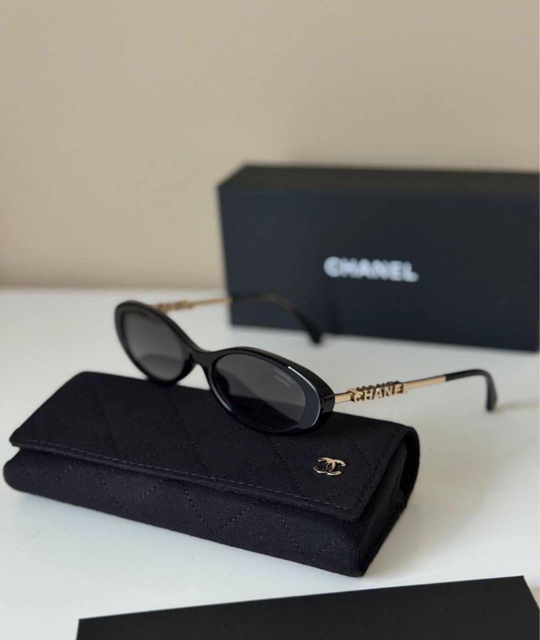 CHANEL Золотые металлические солнцезащитные очки, фото 6