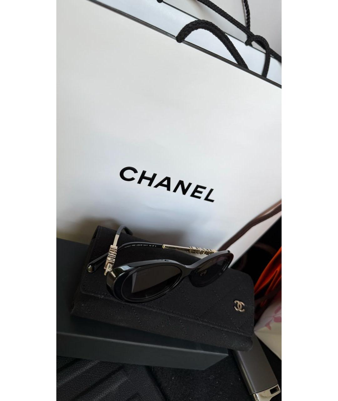 CHANEL Золотые металлические солнцезащитные очки, фото 4