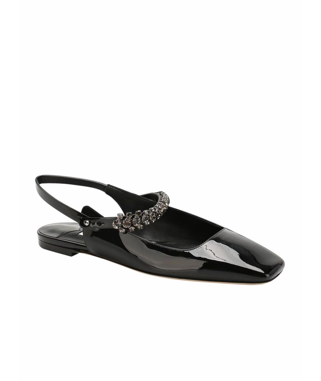 JIMMY CHOO Черные балетки из лакированной кожи, фото 1