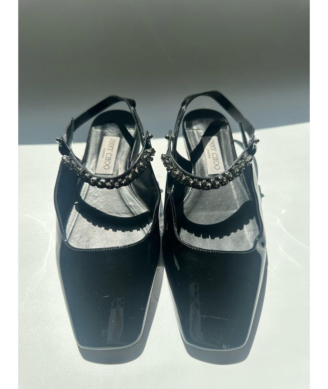 JIMMY CHOO Черные балетки из лакированной кожи, фото 3