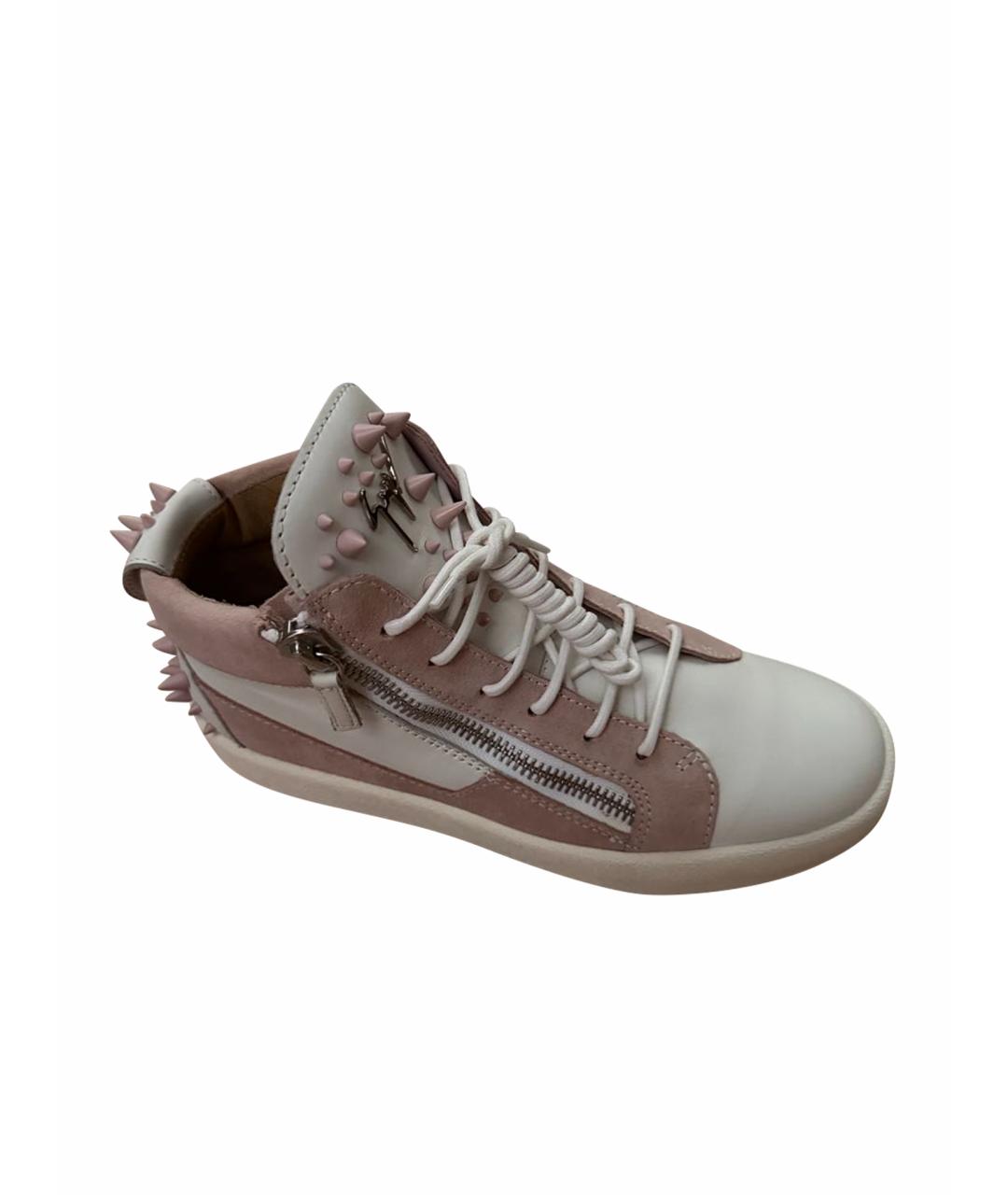 CHRISTIAN LOUBOUTIN Розовые кожаные кеды, фото 1
