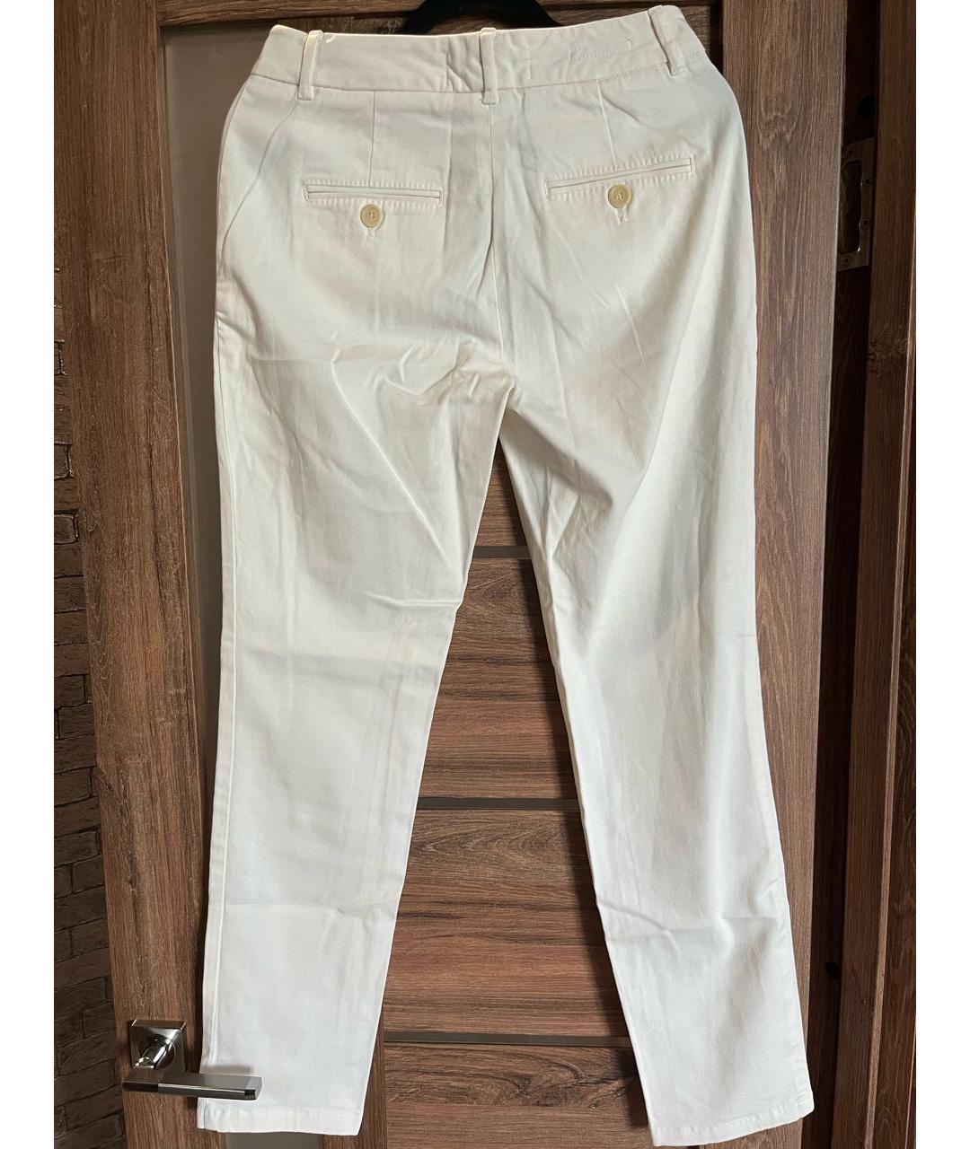 WEEKEND MAX MARA Белые хлопко-эластановые брюки узкие, фото 2