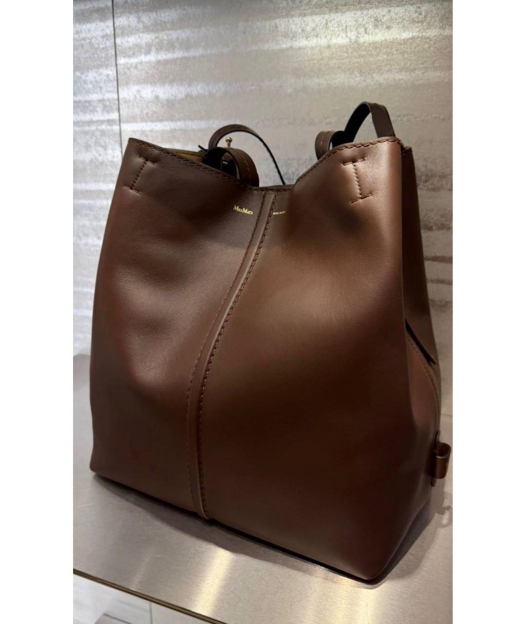 MAX MARA Коричневая кожаная сумка тоут, фото 4