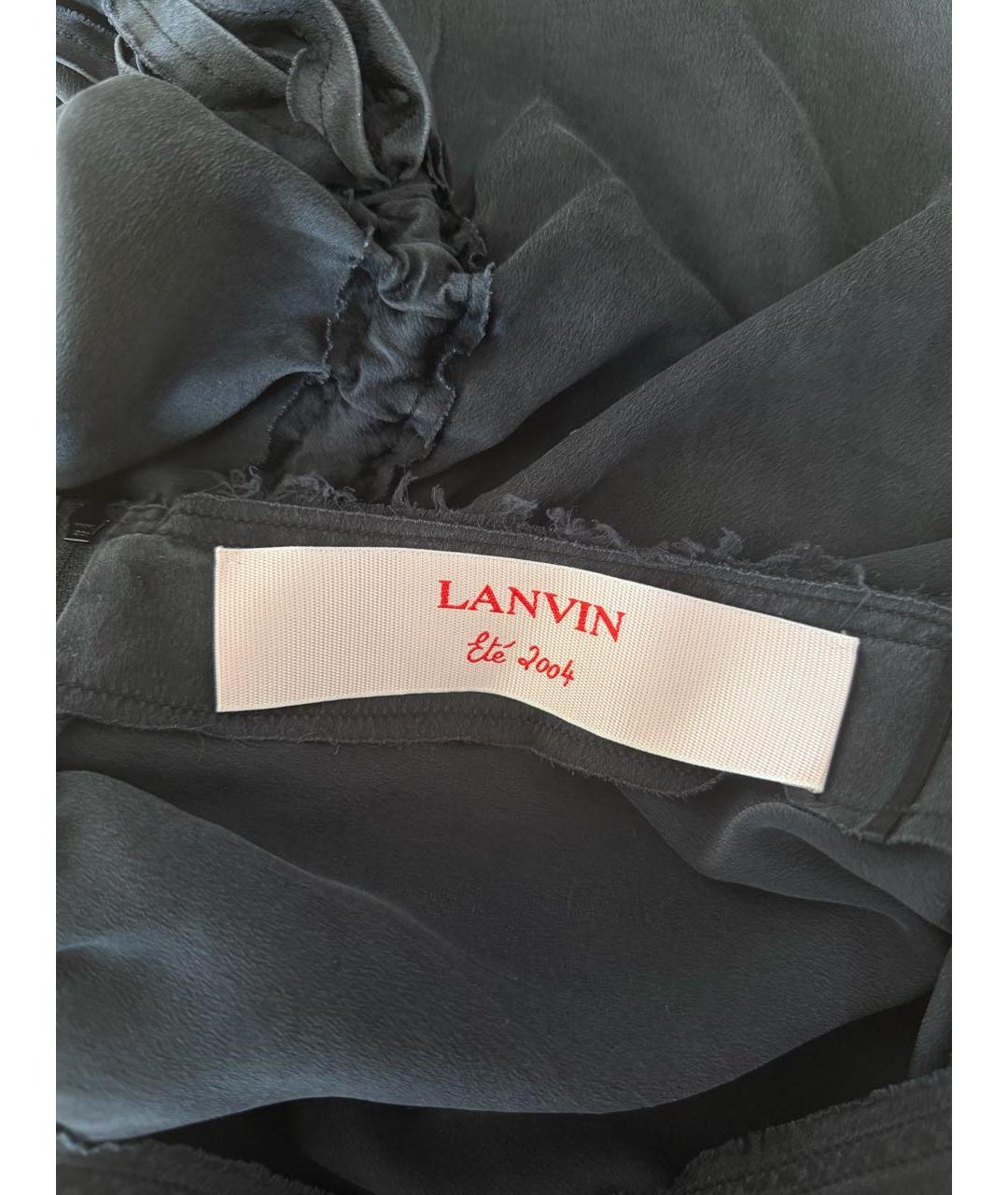 LANVIN Черная шелковая юбка миди, фото 3