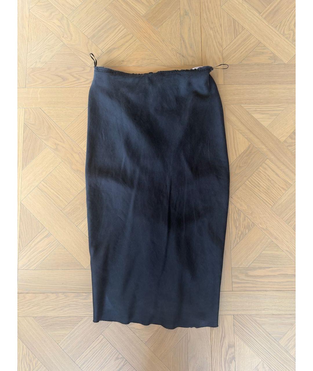 LANVIN Черная шелковая юбка миди, фото 2