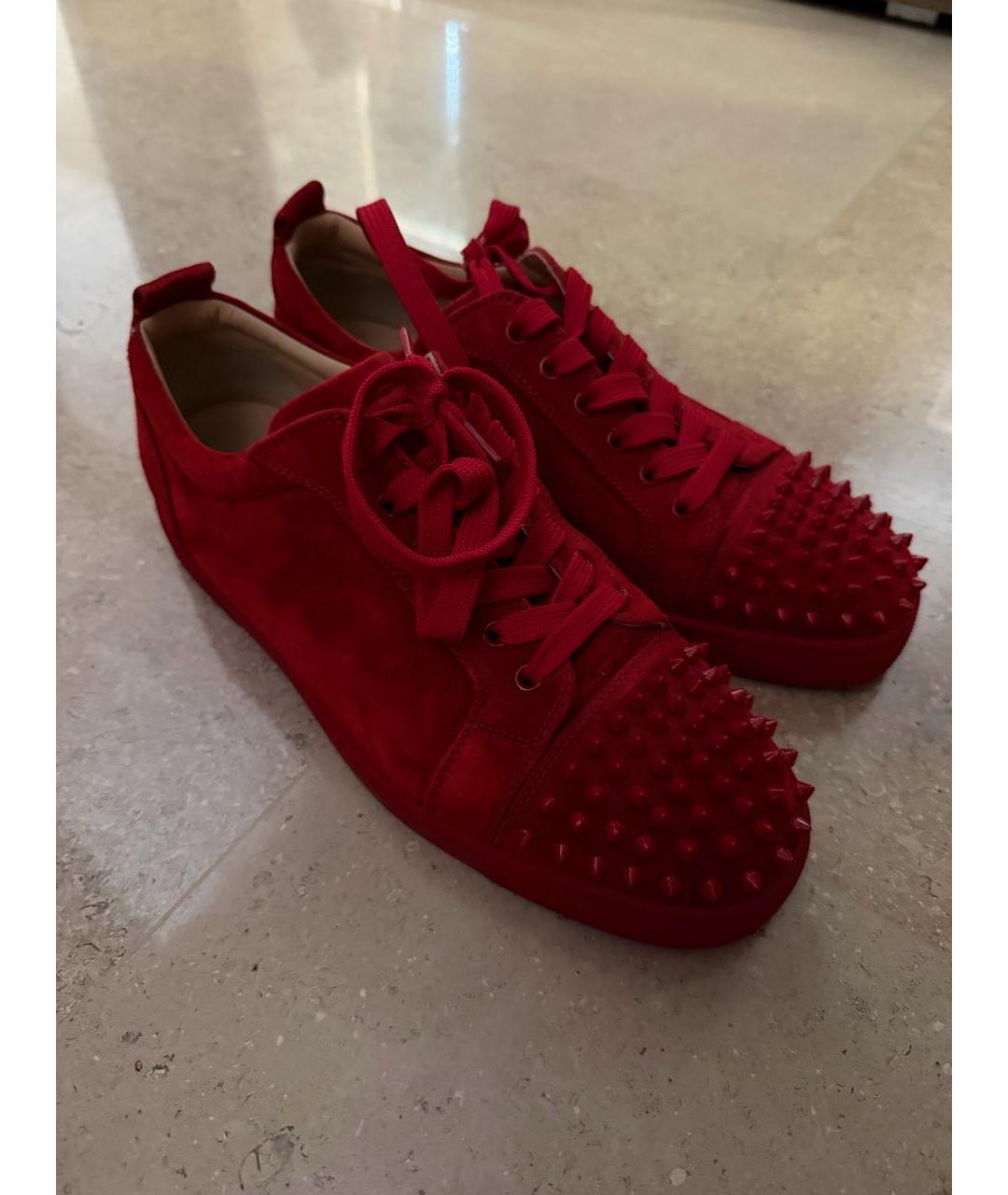 CHRISTIAN LOUBOUTIN Красные замшевые низкие кроссовки / кеды, фото 2