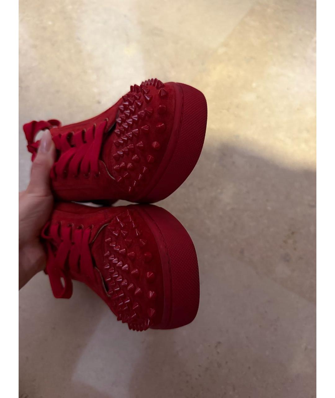CHRISTIAN LOUBOUTIN Красные замшевые низкие кроссовки / кеды, фото 4