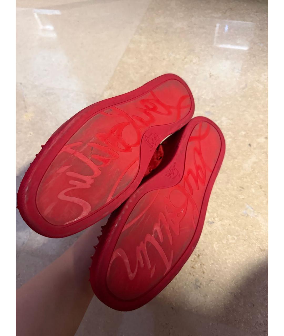 CHRISTIAN LOUBOUTIN Красные замшевые низкие кроссовки / кеды, фото 5