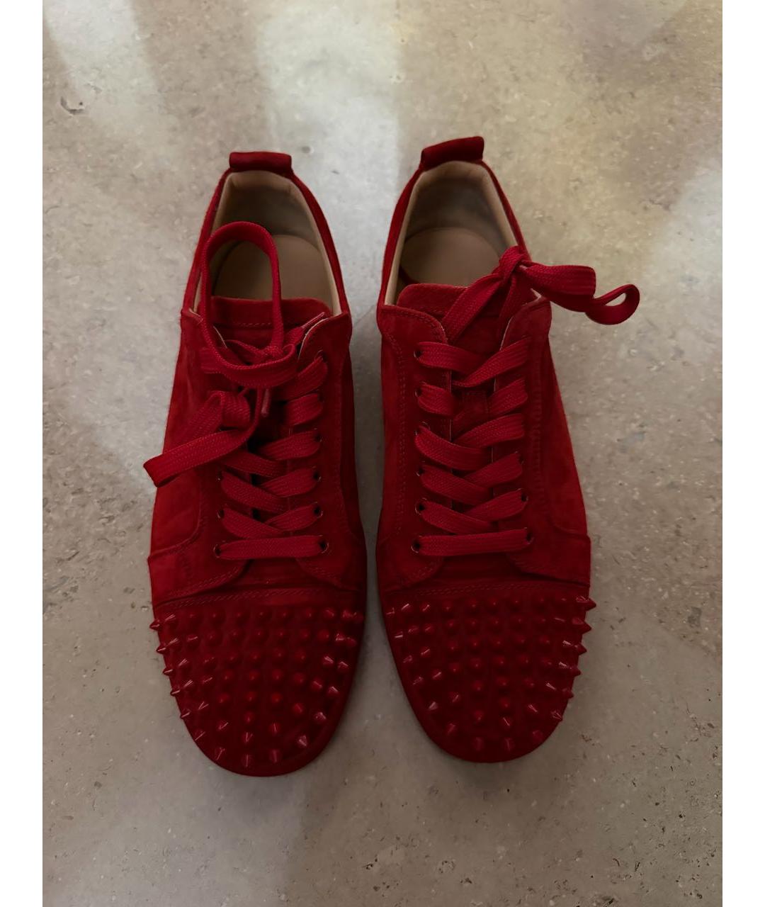 CHRISTIAN LOUBOUTIN Красные замшевые низкие кроссовки / кеды, фото 3