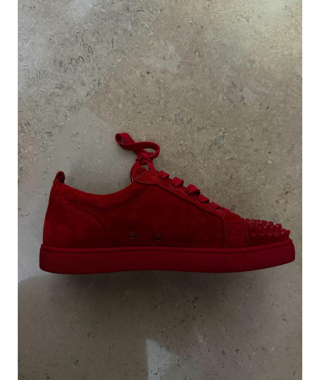 CHRISTIAN LOUBOUTIN Красные замшевые низкие кроссовки / кеды, фото 6