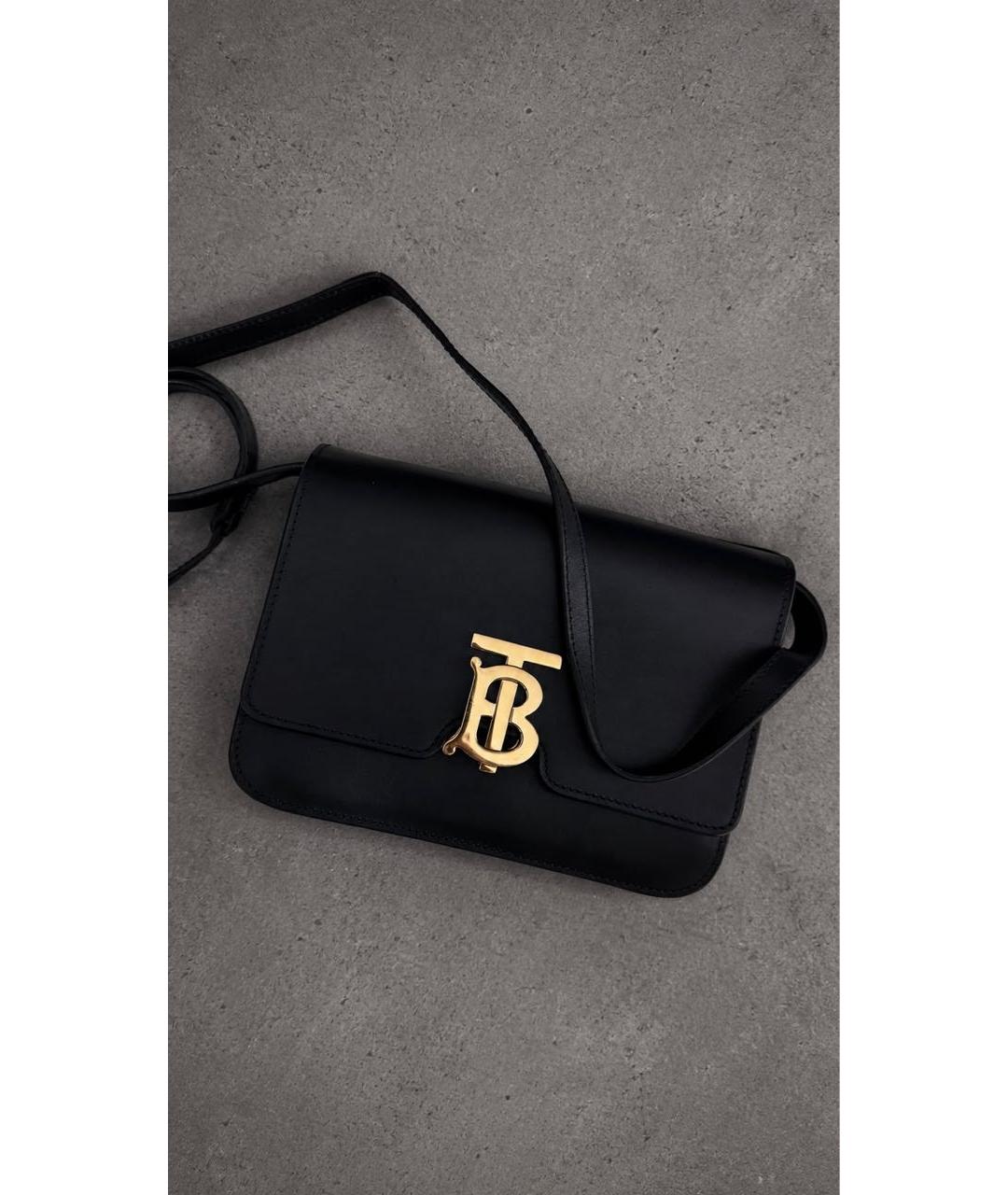 BURBERRY Черная кожаная сумка через плечо, фото 8