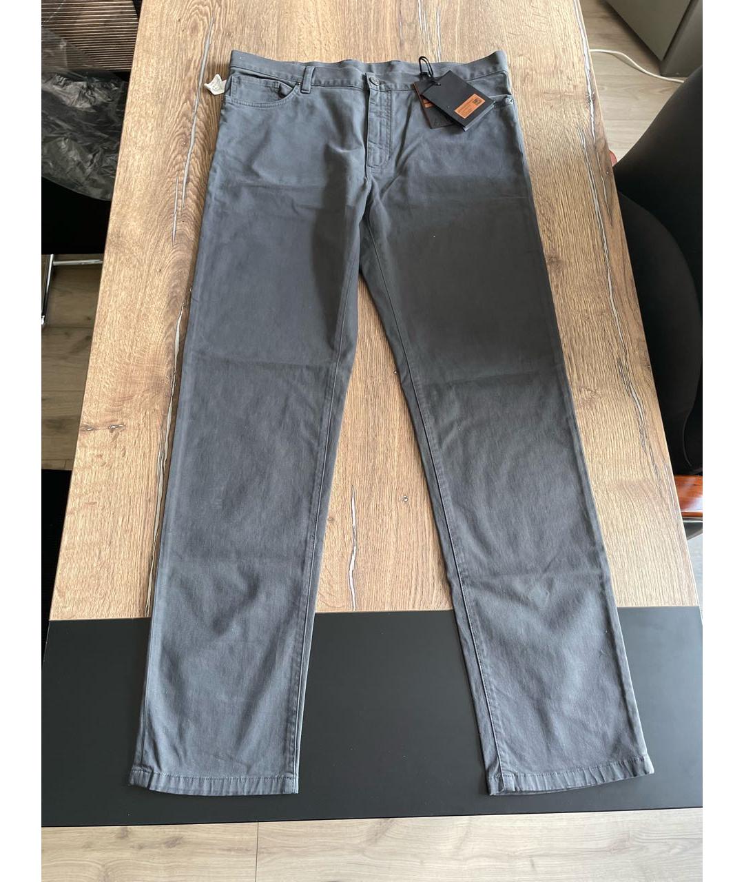 ZEGNA Антрацитовые хлопковые прямые джинсы, фото 5