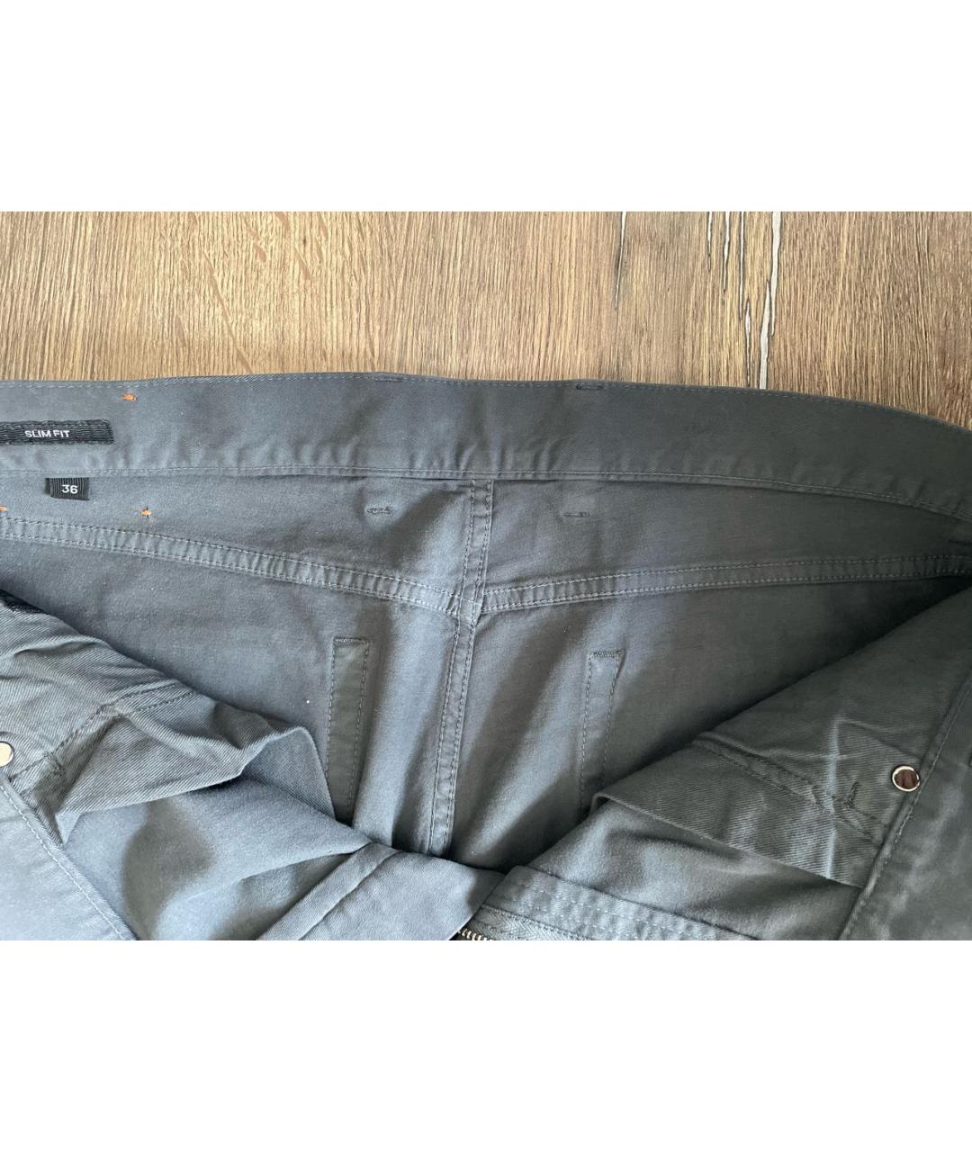 ZEGNA Антрацитовые хлопковые прямые джинсы, фото 3
