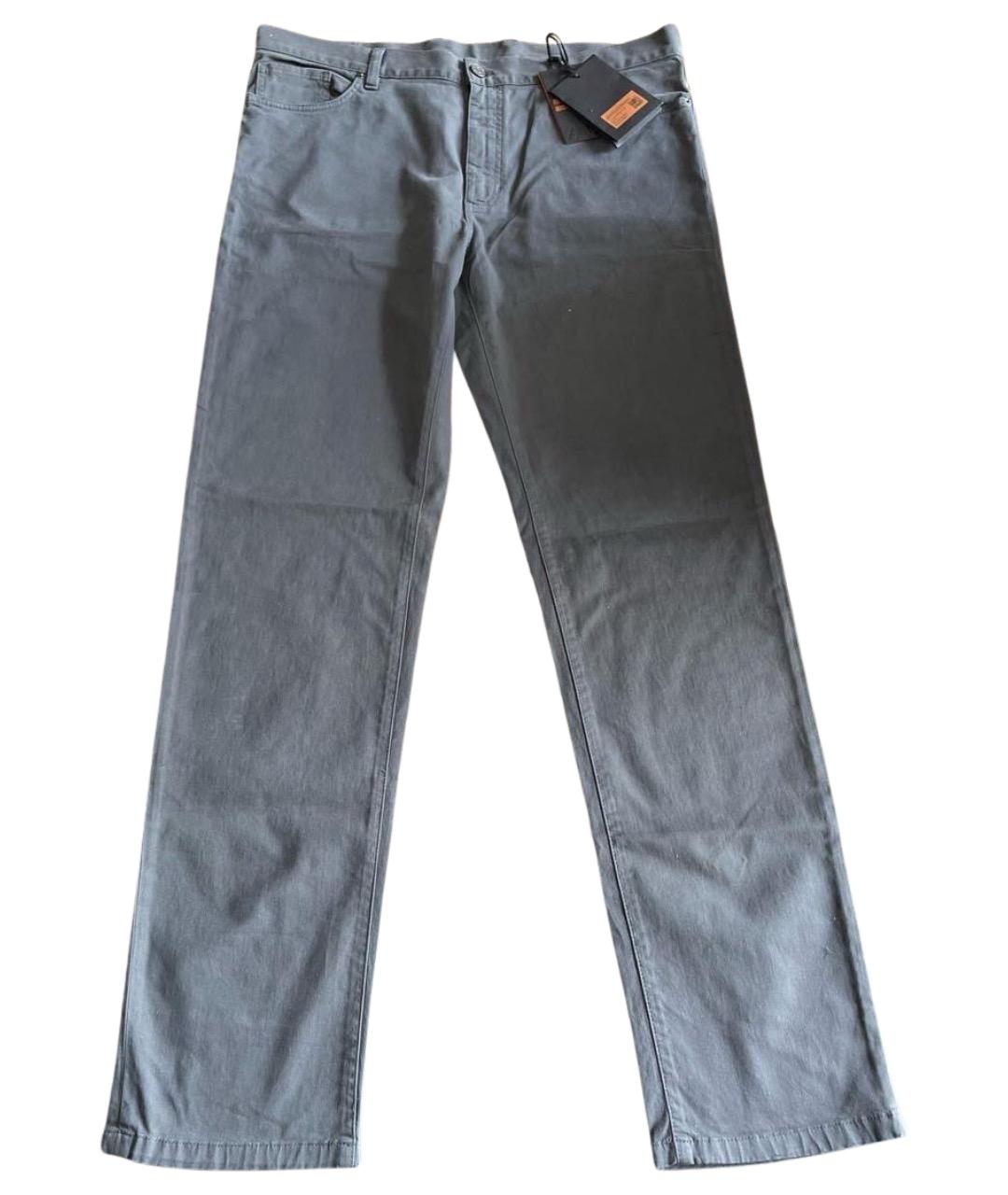 ZEGNA Антрацитовые хлопковые прямые джинсы, фото 1
