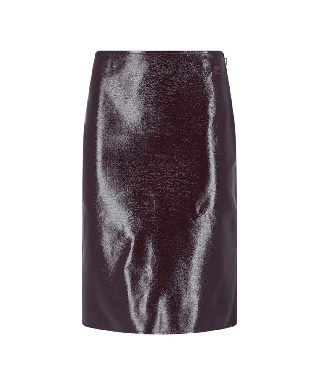 COURREGES Бордовая хлопковая юбка миди, фото 1