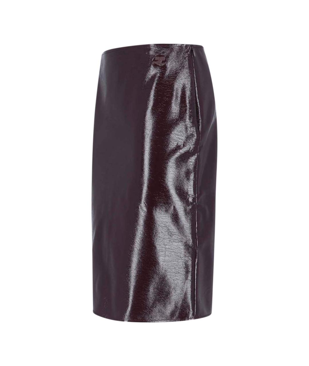 COURREGES Бордовая хлопковая юбка миди, фото 3